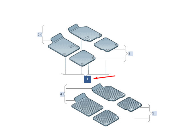 ŠKODA SUPERB MK3 floor mat set left handlebar 3V1061404A, original part - Image 3