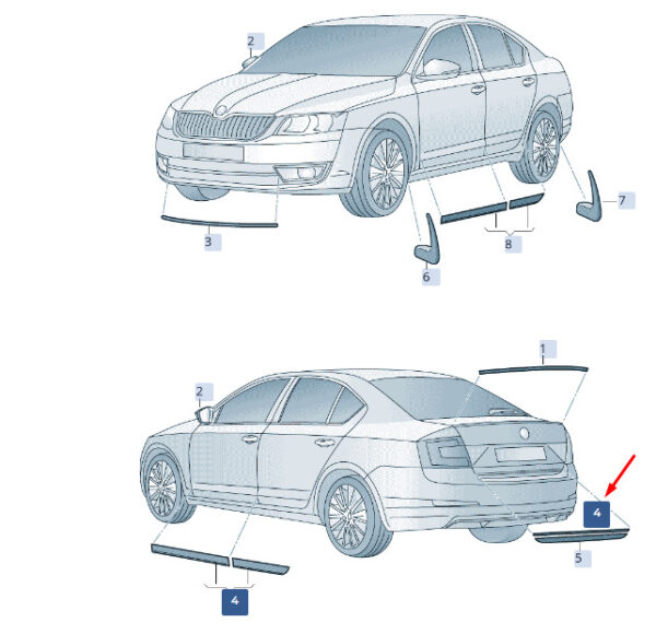 ŠKODA SUPERB MK3 rear bumper protective film 3V9061197, original part - Image 3