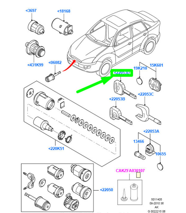 NEW FORD FOCUS MK1 BLANK KEY NON ILLUMINATED 4007023 XS41-A22053-GC ORIGINAL - Image 3