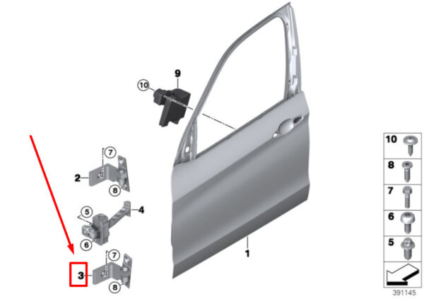 BMW X5 F15, F85 door hinge front right bottom 41007377548 7377548 NEW ORIGINAL - Image 4