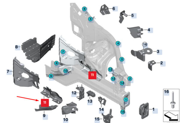BMW X5 F15 left wheelhouse support 41117174331 7174331 NEW ORIGINAL - Image 4