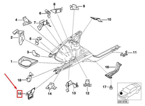 BMW 5 E39 radiator mount front right 41118125050 8125050 NEW ORIGINAL - Image 5