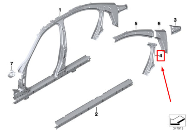 BMW 3 F30 left C-pillar support 41217298003 7298003 NEW ORIGINAL - Image 4