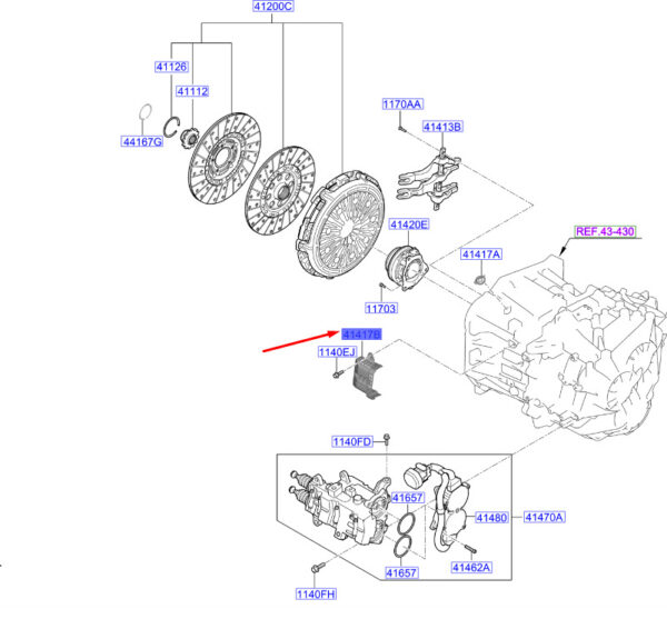 414172D000 Hyundai Kona MK1 Clutch Fork Cover 414172D000