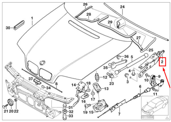 BMW 3 Series E46 bonnet hinge front right 41617028578 7028578 NEW ORIGINAL