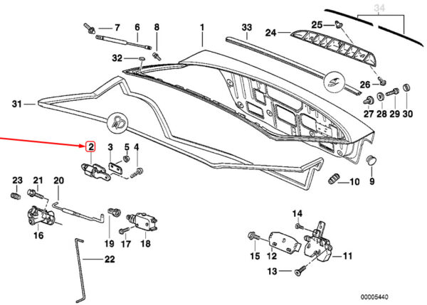 BMW 3 Compact E36 trunk lid hinge left 41628146473 NEW ORIGINAL - Image 4