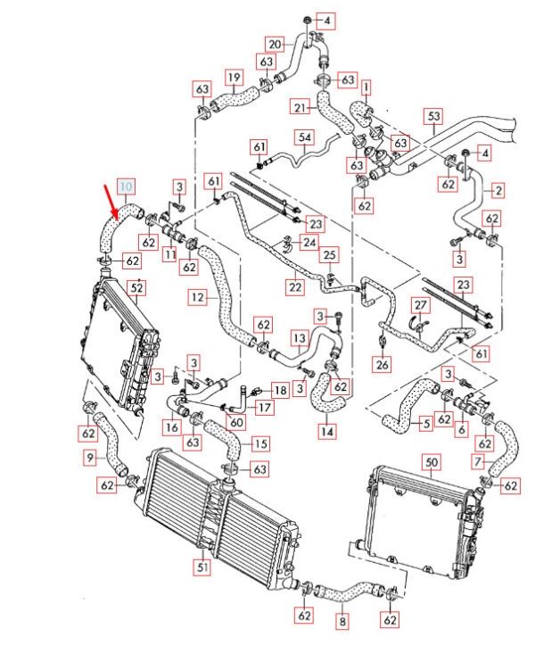 Audi R8 42 cooler top tube hose 420121069A NEW REAL 2015 - Image 3