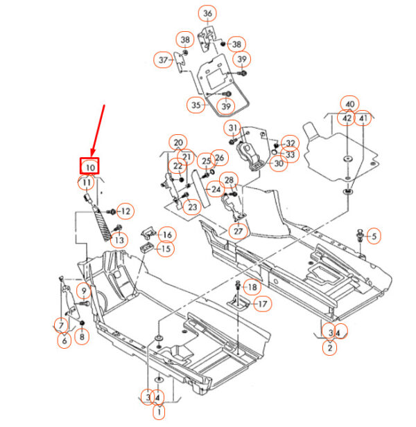 NEW AUDI R8 42 FOOT REST SUPPORT BASE 423864777A4PK ORIGINAL - Image 4