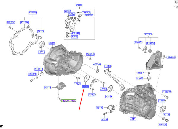 4311623300 Hyundai Tucson NX4 Transaxle Clutch Housing Oil Guide 4311623300 NEW ORIGINAL