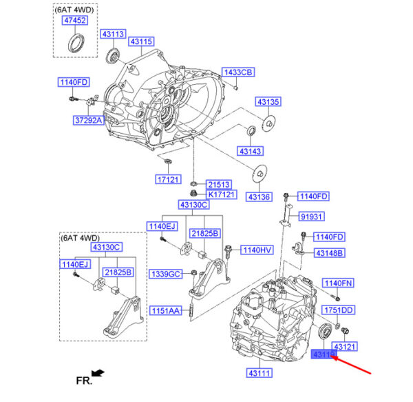 4311939030 Hyundai Santa Fe MK3 DM transmission housing oil gasket left 4311939030 NEW ORIGINAL