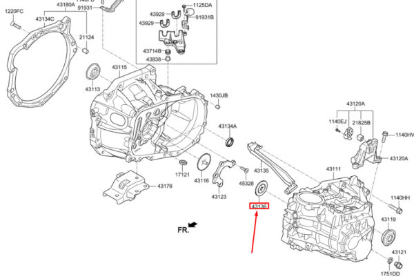 4313623200 Hyundai Kona MK1 transmission housing oil guide 4313623200 NEW ORIGINAL