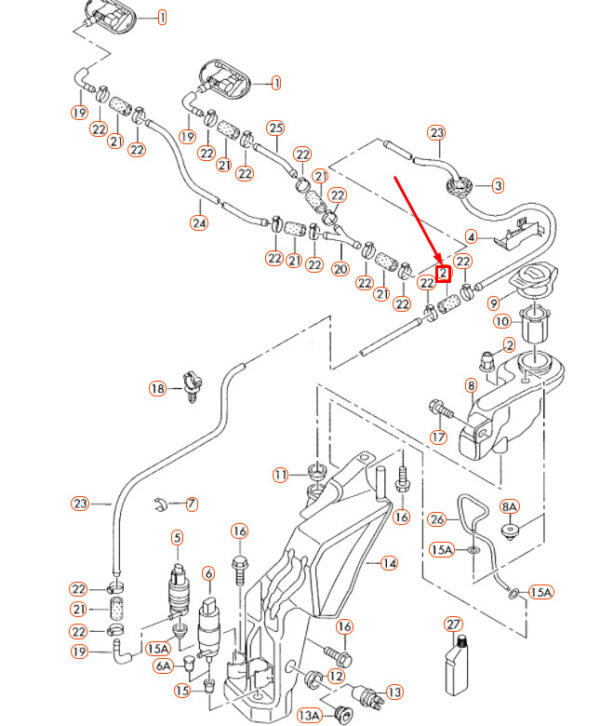 Audi A4 B7 WINDSHIELD WASHER SYSTEM CONNECTING HOSE 30MM 443955665 07-14 - Image 3