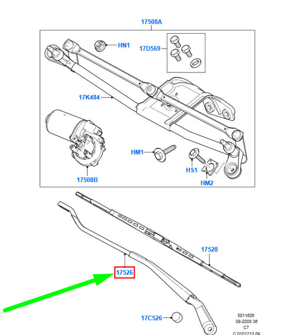 NEW FORD TRANSIT CONNECT MK1 FRONT LEFT WIPER ARM LHD 4448002 ORIGINAL - Image 3