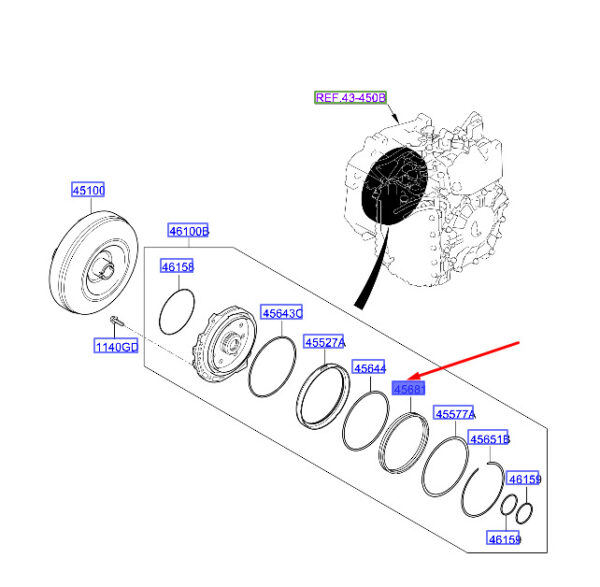 4565226000 Hyundai Tucson NX4 MK4 2. Brake return spring 4565226000