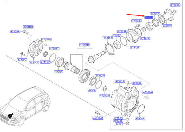 4736239010 Hyundai Kona MK1 transfer bearing 4736239010