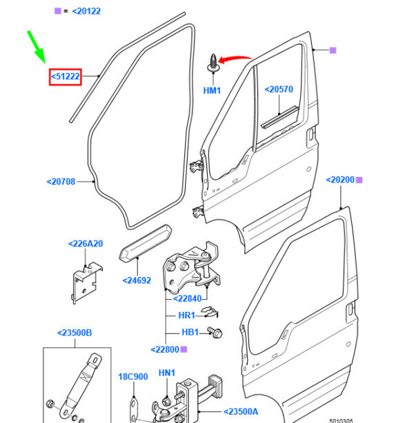 New Ford Transit MK3 Front Right Door Wanderstrap - Seal 4771436 Original - Image 3
