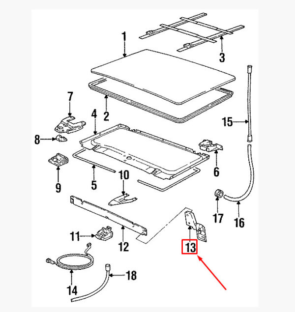 Porsche 968 Left Sunroof Deflector Hinge 477871635A NEW ORIGINAL - Image 6