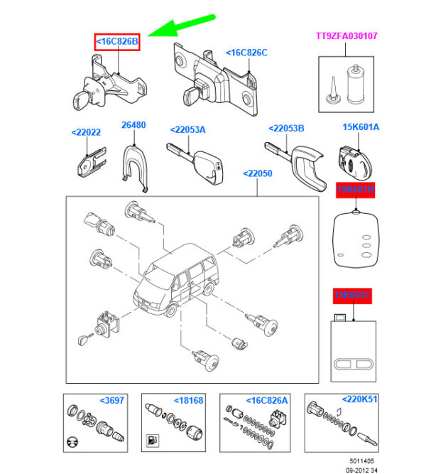 NEW GENUINE OEM 4887422 NEW FORD TRANSIT MK3 LOCK CYLINDER KIT 6C1A-16B970-AD 4887422 ORIGINAL