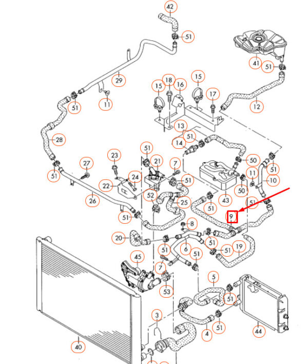 NEW AUDI A8 D3 ENGINE COOLANT HOSE 4E0121088Q ORIGINAL - Image 4