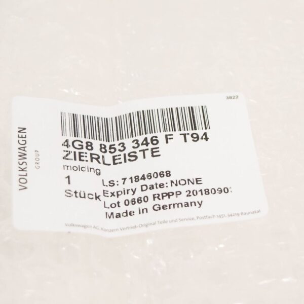 Audi A7 Sportback 4G8 Right Side Window Molding 4G8853346FT94 NEW