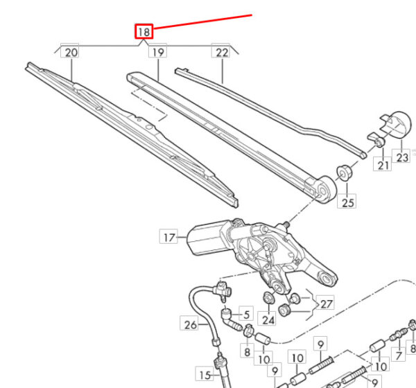 Audi A6 Avant C8 rear window wiper arm with blade 4K9955405A NEW REAL - Image 3