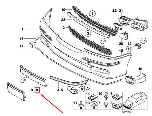 BMW 5 E39 Front Licence Plate Holder 51112694213 2694213 NEW ORIGINAL - Image 4