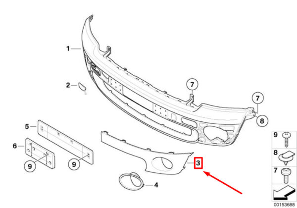 NEW MINI COOPER R56 FRONT RIGHT BUMPER COVER INSERT 51112753998 - Image 5