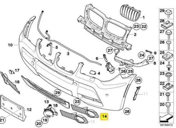 ORIGINAL BMW X3 E83 M Aero Left Fog Grill Cover Package LCI 0