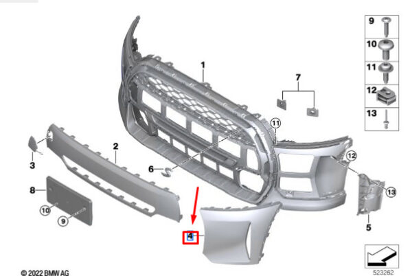 Mini Cooper F55 Front Left Bumper Trim Panel 51115A3C863, Genuine Part - Image 4