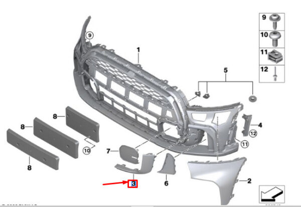 Mini Cooper F56 Front Right Lower Bumper Trim Panel 51115A3C8C8 - Image 5