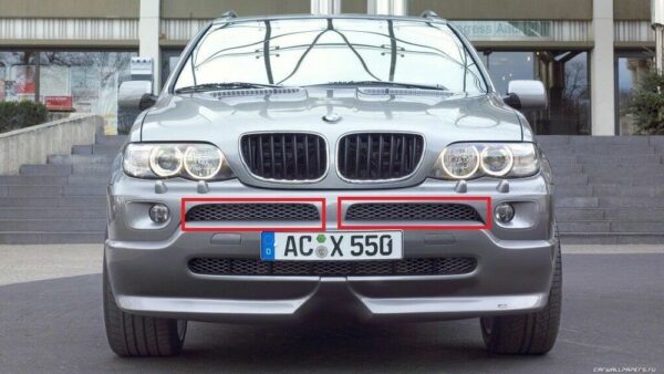 New ORIGINAL BMW X5 E53 Set Of Front Bumper Upper Titanium Grills 7130458 7130457