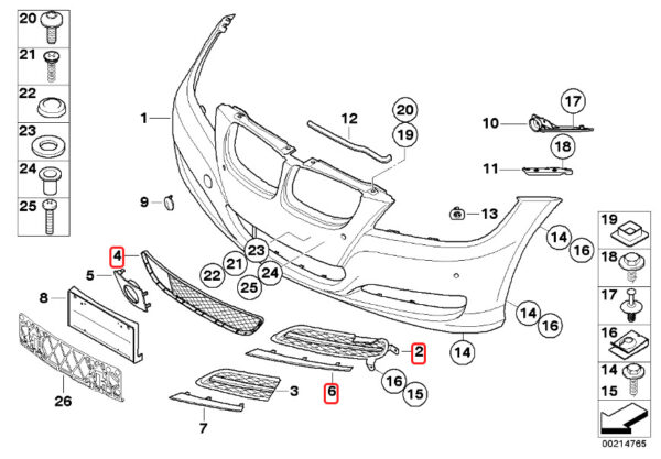 New ORIGINAL BMW 3 Set Of Front Center Grill Left And Right Grills And Finishers - Image 5