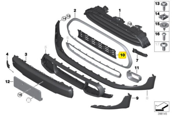 New Genuine MINI COOPER S F55 F56 F57 Front Bumper Center Grid Grill 7301564 OEM - Image 5