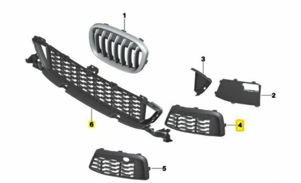 New ORIGINAL BMW X1 F48 M-SPORT Front Bumper Lower Grid Grill Set L+R+Center OEM - Image 4