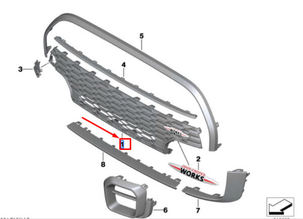 Mini Cooper F56 Front Centre Bumper Grille 51119450618 NEW Genuine - Image 5