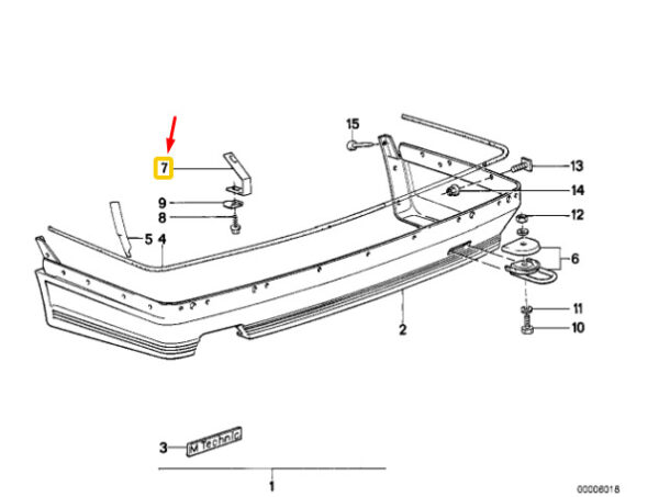 BMW 3 E30 Coupe Rear Bumper M Technology Bracket 51121953905 NEW - Image 4