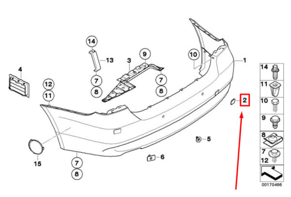 BMW 3 E90 rear bumper towing hook cover cap 51127202673 NEW ORIGINAL - Image 4