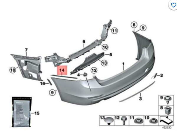 BMW 3 F30 Rear Bumper Left Protection Foil 51127400293 7400293 NEW ORIGINAL - Image 4