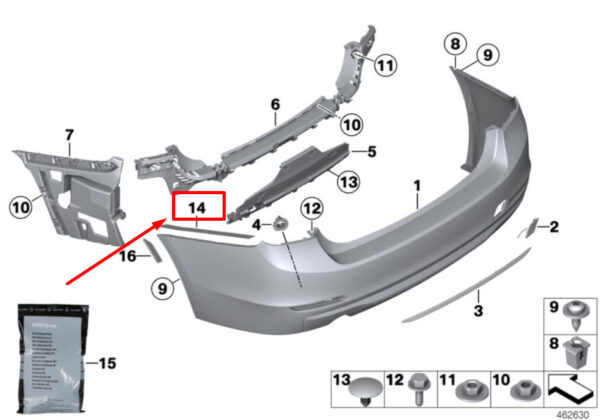 BMW 3 F30 Rear Bumper Right Protection Foil 51127400294 7400294 NEW ORIGINAL - Image 4