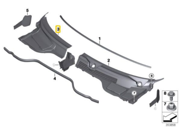 MINI R55 R56 R57 APRON FIREWALL PANEL COWL COVER RIGHT SIDE 2751210 NEW