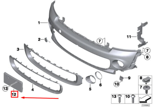 NEW MINI COOPER R56 USA NUMBERS PASTE HOLDER 51137277884 ORIGINAL - Image 4