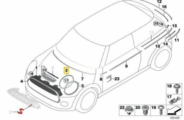 New Genuine Mini F55 F56 F57 Front Left Right Chrome Headlight Surround Trim Set