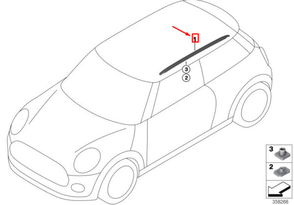 MINI COOPER F56 RIGHT SIDE ROOF RAILS 7331932 51137331932 NEW GENUINE - Image 4