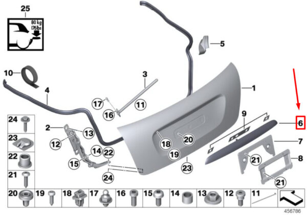 MINI COOPER F55 TAILGATE LID HANDLE 51137362125 NEW GENUINE - Image 4