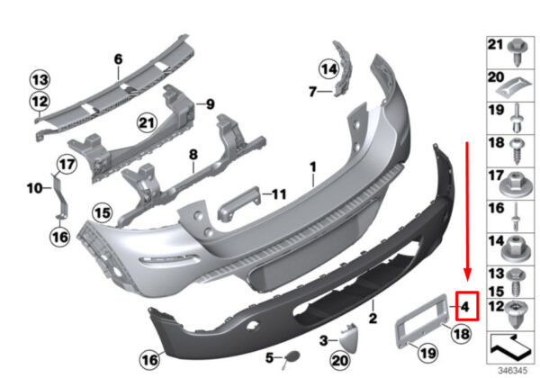MINI R61 rear bumper license plate holder 511399800797 9800797 NEW ORIGINAL - Image 4