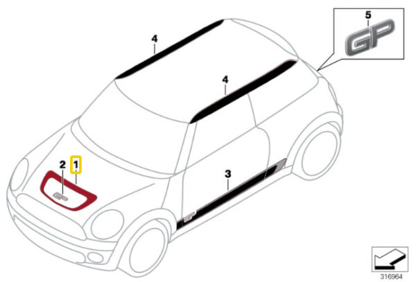 New Genuine MINI JCW GP2 R56 Front Hood Bonnet Adhesive Film Outer Part 7331073