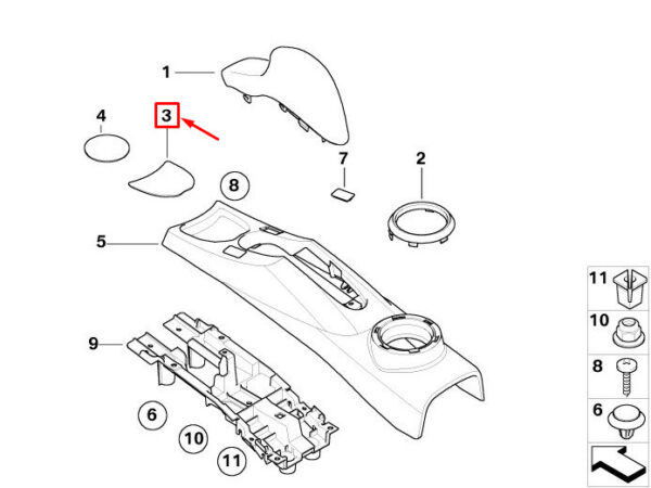NEW MINI COOPER R50, R53 HANDBRAKE CONSOLE INSERT MAT 51166950147 ORIGINAL - Image 4