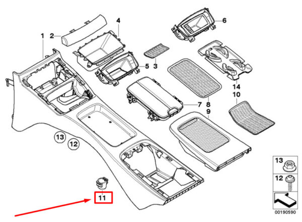 BMW 3 E92 Rear Centre Console Fasteners 51166960696 NEW ORIGINAL - Image 5