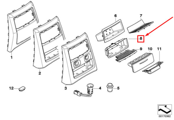 BMW 3 Series E90 centre console rear storage compartment 7154481 51167154481 NEW ORIGINAL
