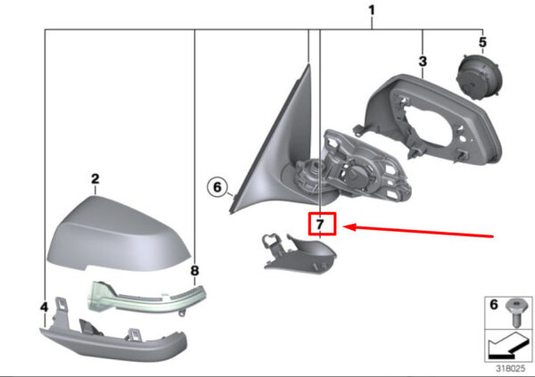 BMW 6 Coupe F13 Mirror Baseplate Cover Set 51167267363 7267363 NEW - Image 4